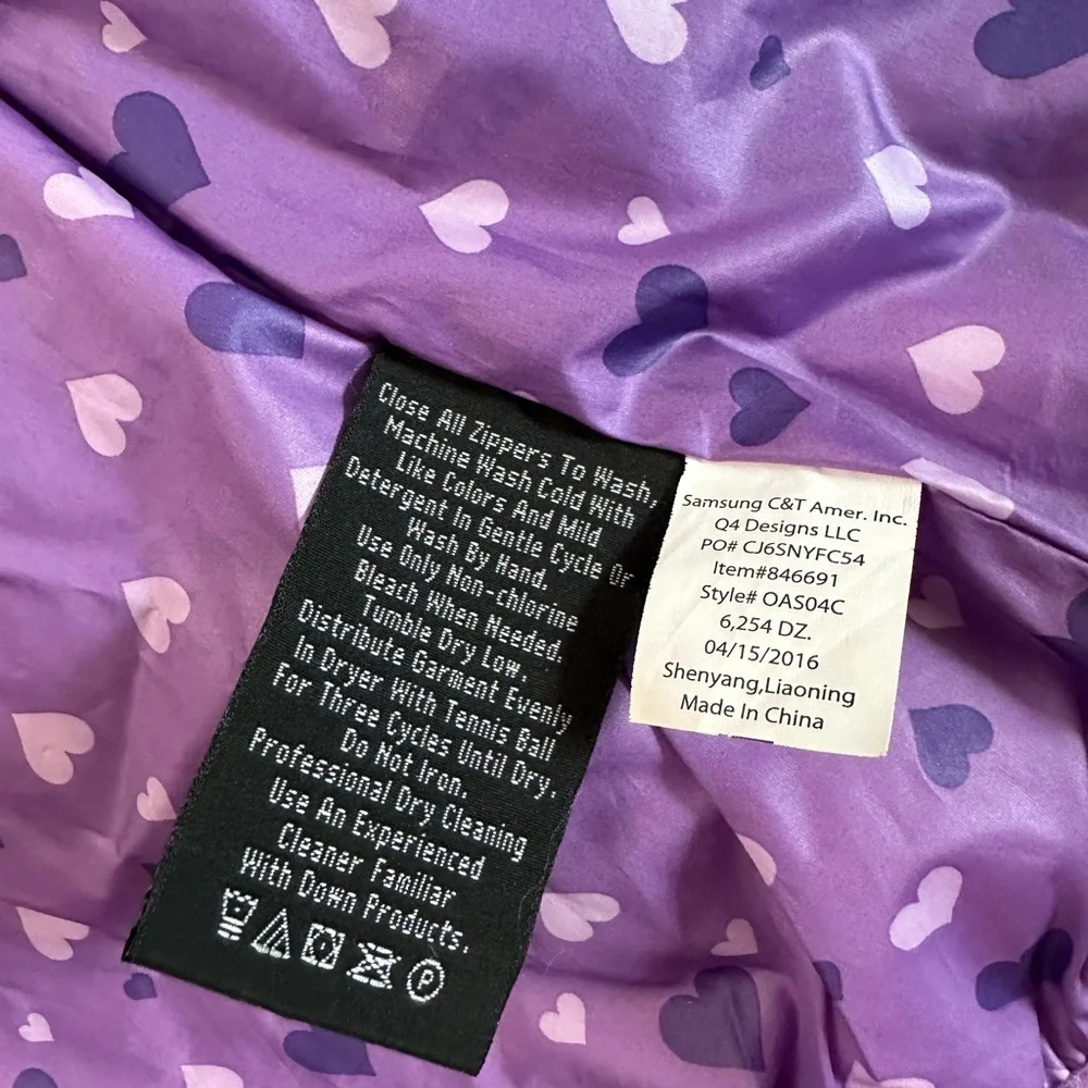 Snozu Girls Puffer Lined Hoodie Jacket Size 2T